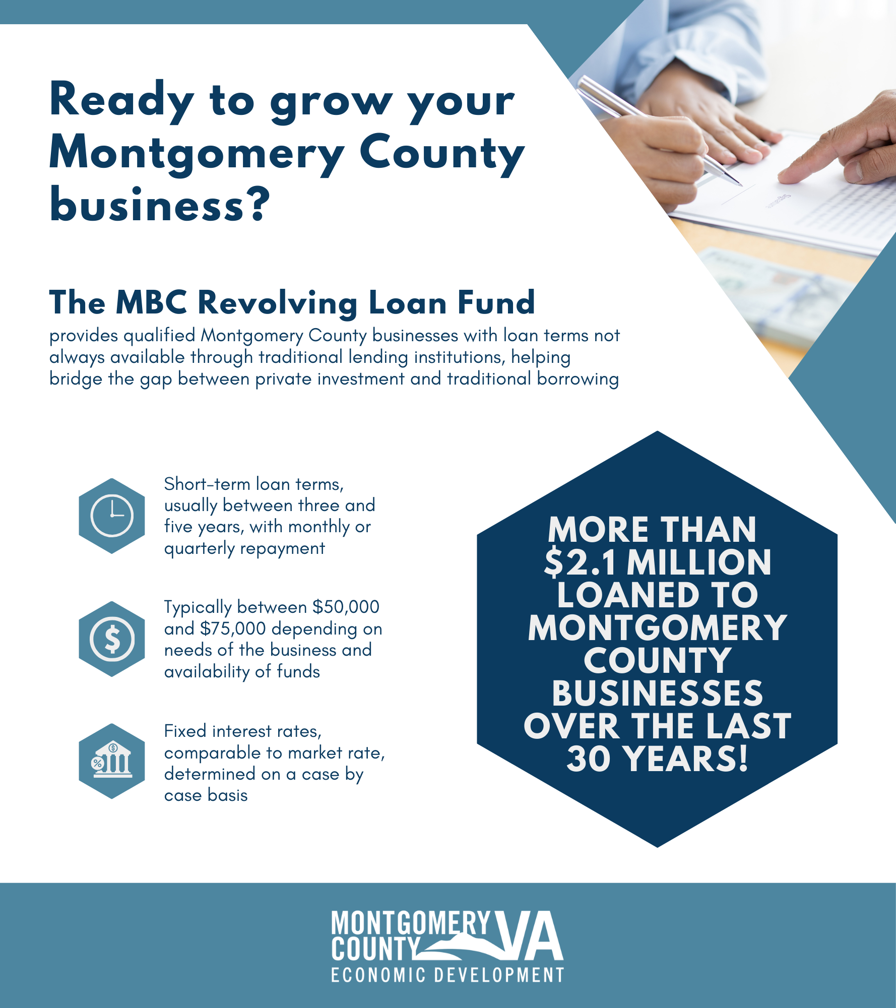 Flyer advertising the MBC revolving loan fund, which is explained in more detail on this webpage